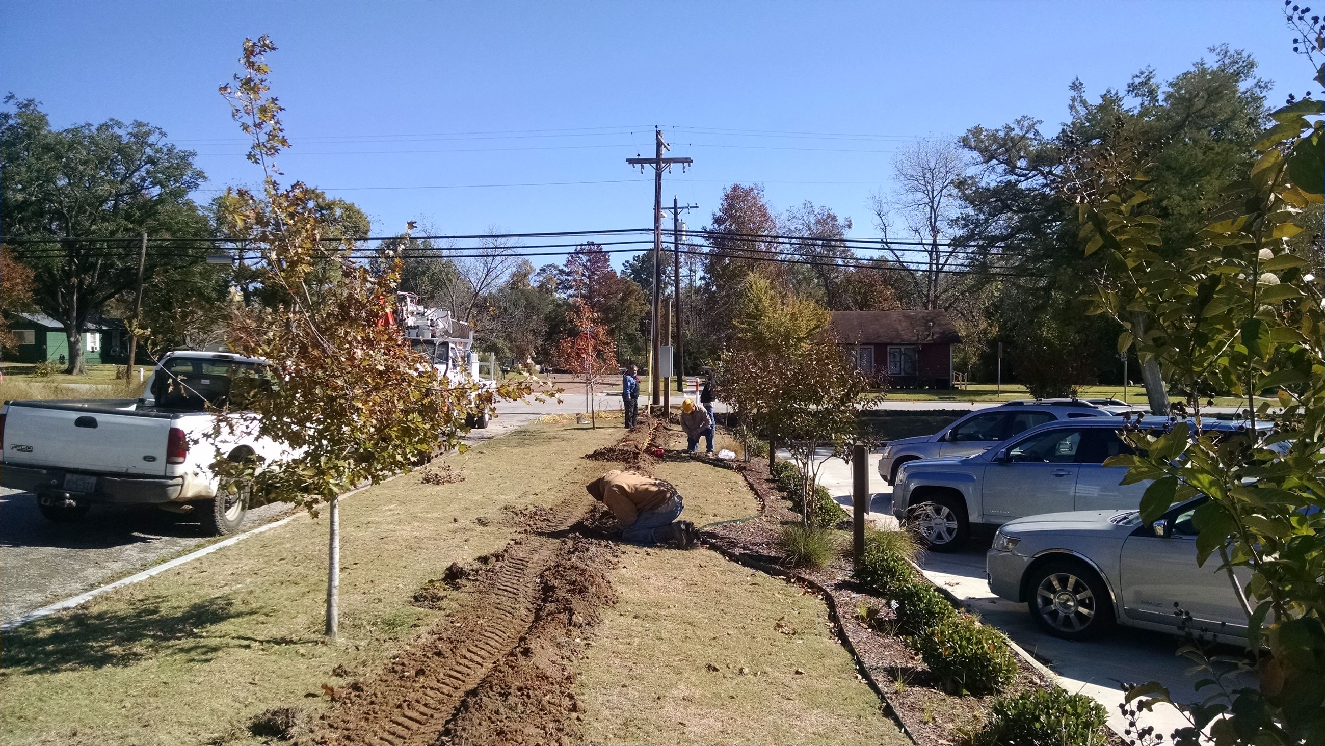 Installing Christmas Lights at Livingston Municipal Library